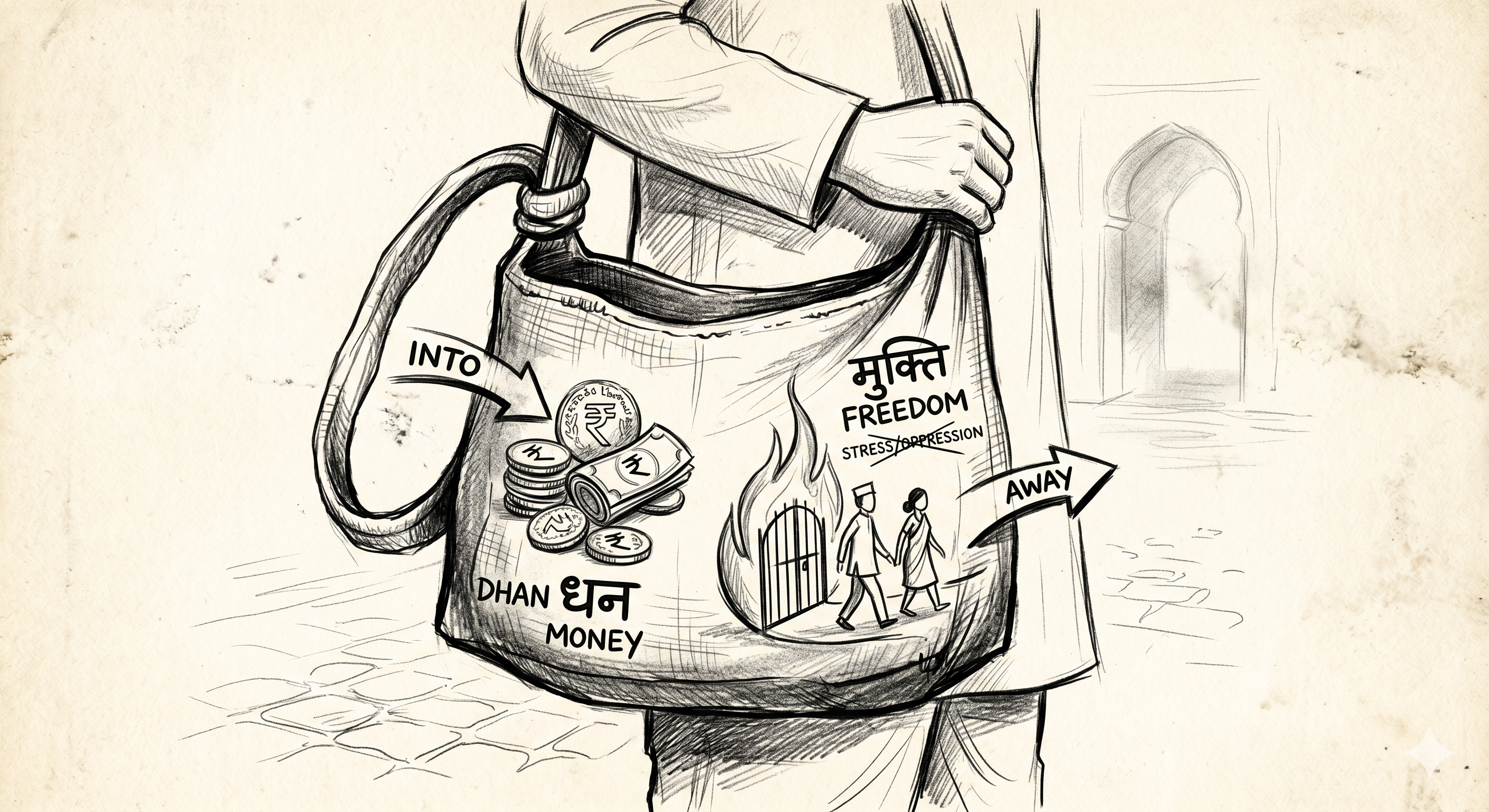 Traditional jhola bag — money flows in, freedom flows out